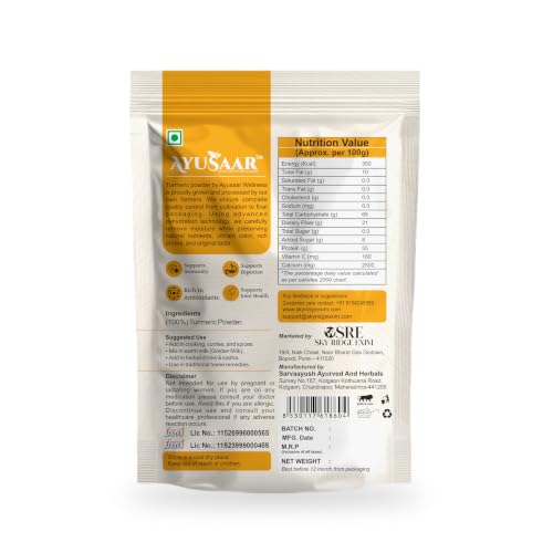 Image of Organic Turmeric Powder 100g | Pure Haldi Powder with Natural Oils | High Curcumin Ayurvedic Spice | Supports Immunity, Antioxidant Defense & Balance | Natural Superfood