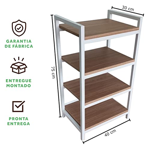Estante Sapateira Vertical MDF e Metal Estilo Industrial Multiuso Resistente Moderna SD-3099 Branca