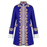 Baroque Halloween Costume for Men Embroidered Vintage Tailcoat Gothic Cosplay Outfit Retro Court Jacket Party Stage Blue
