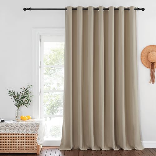 NICETOWN Blackout Patio Curtains 100 x 144 Inches Long for Sliding Door Extral Wide Blackout Curtain Panels Thermal Insulated Room Divider - Grommet Top, 100" W x 144" L, 1 Panel, Taupe by NICETOWN - Used condition - US$20.62