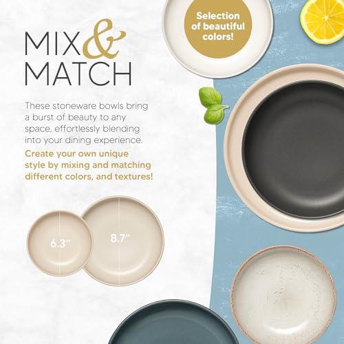 B Brilliant Ceramic Cereal Bowls Set of 4 - Small & Large Soup Bowls, Salad Bowl, Kitchen, Pasta Bowls - Portuguese Stoneware Ceramic Bowls - Freezer, Microwave Safe (White Matt, 6.3" Soup Bowl) by B BRILLI BRILLIANT - Image 5