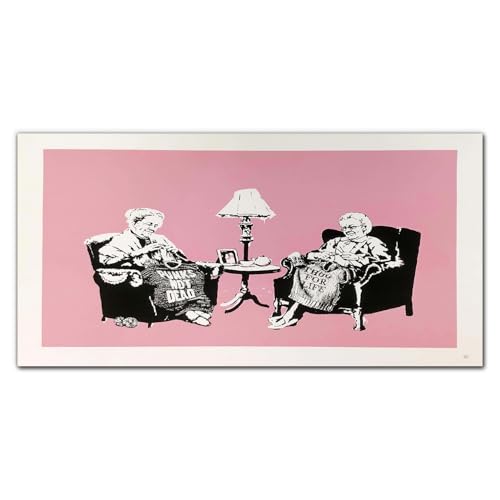 Toile Banksy grand-mères 140x70cm pour réveiller un mur blanc triste