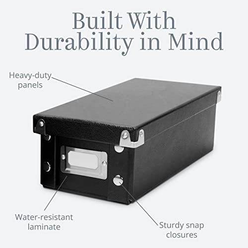 Snap-N-Store Index Card Holder - Collapsible Organizer Box Fits 1100 3X5-Inch Flash Cards - Business, Recipe, Or Note Card Storage Boxes, Back To School Supplies For College Students - 1 Pack, Black #TOP2