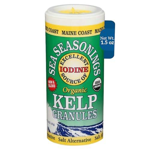 Maine Coast Sea Vegetables Kelp Granules Blend | Organic Seaweed Snacks | Sustainably Harvested | Low Sodium Salt Alternative | Rich in Iodine & Minerals | Ideal for Soups, Salad | 1.5 oz (Pack of 1)