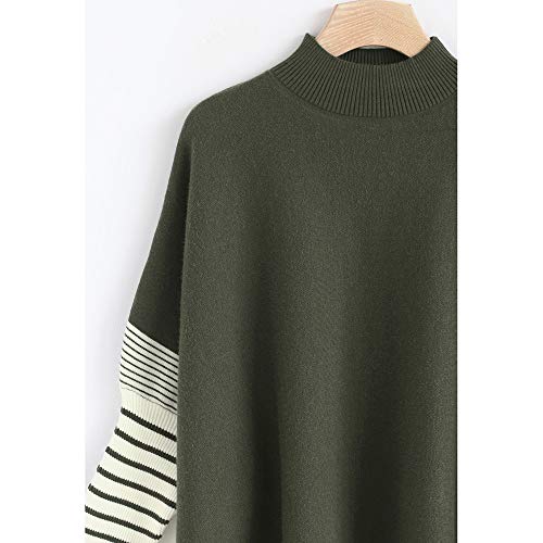 CHICWISH Women's Mustard/Black/Caramel/Olive/Grey Striped Oversize Soft Knit Cape Sweater Pullover4