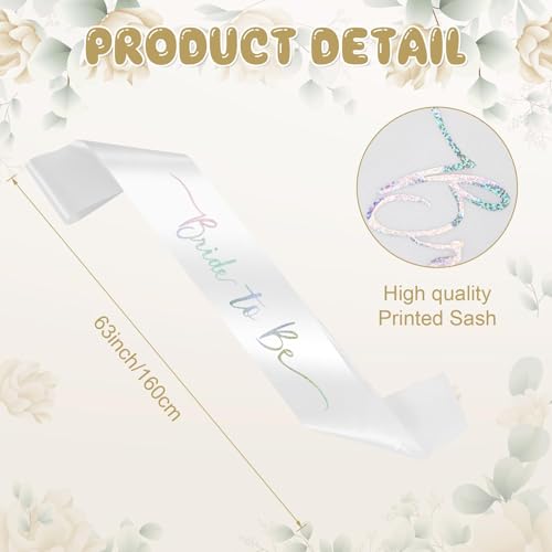 Image of Iridescent Bride to Be Sash & White Embroidery Veil for Bachelorette Party