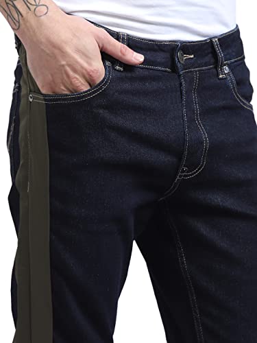 Image of JACK & JONES Cotton Mid Wash Regular Length Slim Fit Men's Jeans