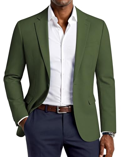 PJ PAUL JONES Mens Casual Blazer Regular Fit Sport Coat Solid Color Suit Jacket Green