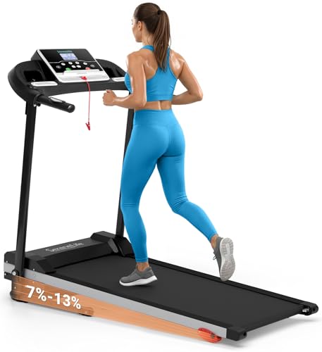 SereneLife Folding Treadmill - Foldable Home Fitness Equipment with LCD for Walking & Running, 6 MPH Speed, 1HP Motor, Cardio Machine, 4 Manual Incline Levels, 12 Programs, Bluetooth, 265lbs Capacity