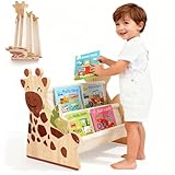 Bücherregal Kinder, Montessori Kinder Buchständer aus Holz mit 4 Ablagen, Kinderregal für Buchaufbewahrung Babyzimmer Spielzimmer Klassenzimmer oder Schlafzimmer Bücherregal Aufbewahrungsorganizer (1)