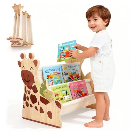 Bücherregal Kinder, Montessori Kinder Buchständer aus Holz mit 4 Ablagen, Kinderregal für Buchaufbewahrung Babyzimmer Spielzimmer Klassenzimmer oder Schlafzimmer Bücherregal Aufbewahrungsorganizer (1)