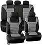 FH Group Car Seat Covers Full Set Gray 3D Air Mesh - Universal Fit, Automotive Seat Covers, Low Back Seat Cover, Airbag Compatible, Split Bench Rear Seat, Washable Car Seat Cover for SUV, Sedan