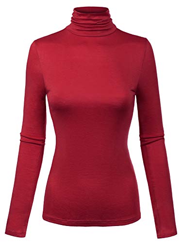 Image of MixMatchy Women's Slim Lightweight Long Sleeve Pullover Turtleneck Mock Shirts Base Layer Undershirts Active Tops