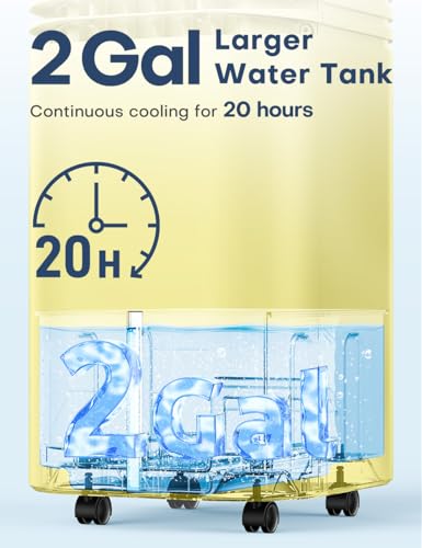 Image of 4-IN-1 Portable Air Conditioners, Evaporative Air Cooler w /4 Modes & 3 Speeds, 15H Timer for Smart Auto-off, 2-Gal Tank for 20H Cooling,17FT Remote,No Hose Needed - Yellow