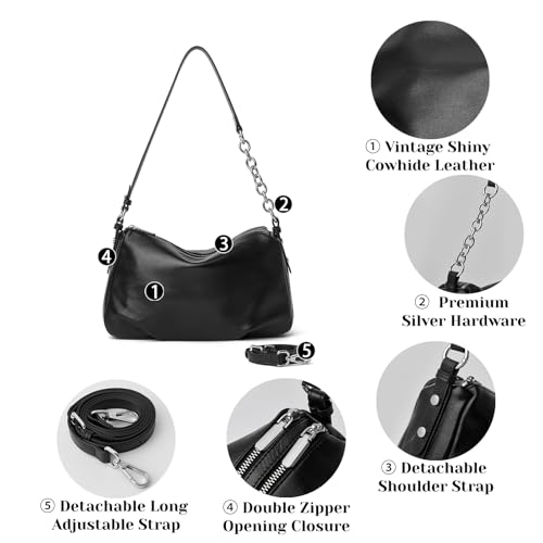 DAILANDO Leather Shoulder Bag for Women Casual Medium Tote Purse with Two Compartment and Two Straps3