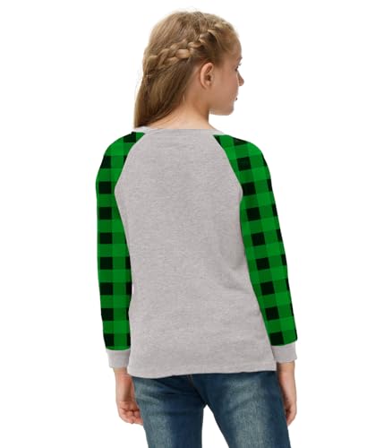 Image of Remimi Girls Thanksgiving Shirts Buffalo Plaid Raglan Tee Cute Turkey Holiday Party Long Sleeve Tshirt 5-14 Years