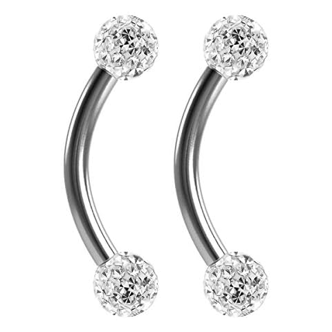 Evonix Curved J-Curve Barbell with Crystals Cover