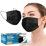 Jointown Disposable Face Mask - 3 Ply Protection Face Masks, 50 Pack Black