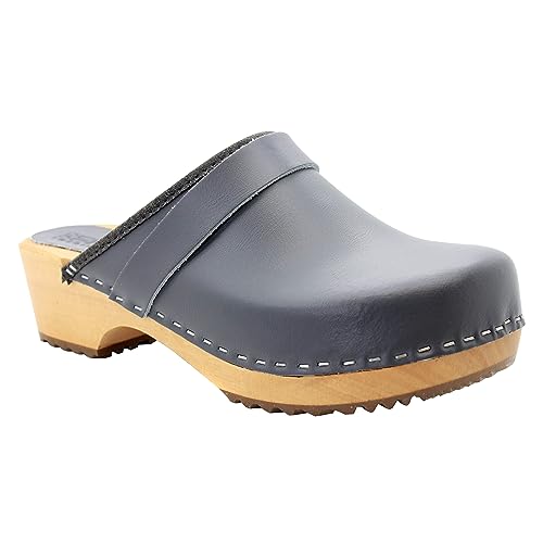 Image of Bjork Maja Wood Open Back Leather Clogs