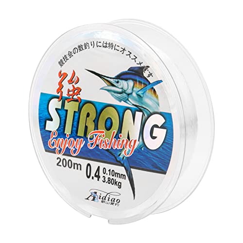 Lenza da pesca in nylon da 200 m/0,4 mm, monofilo, bobina da pesca, resistente agli strappi, forte carico in nylon, trasparente, per la pesca in mare, tendine da pesca (200 m/0,4 mm)