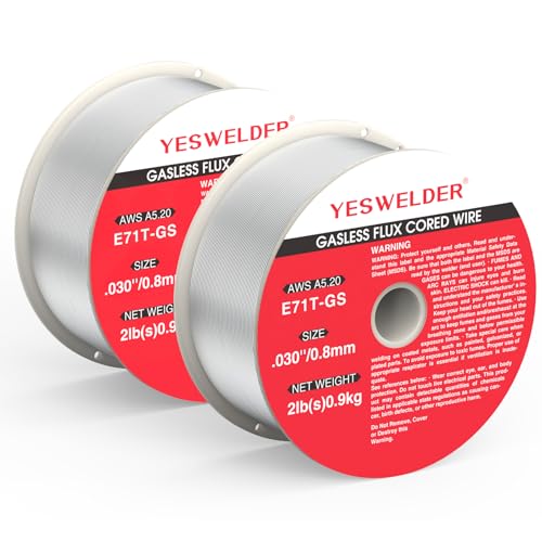 YESWELDER Alambre de Soldadura 0,8 mm 0.9 kg E71T-GS 2 Paquetes, MIG hilo soldar sin gas para soldadora sin gas FLUX, soldadora MIG