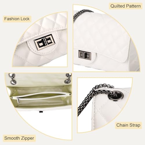 Image of Gladdon Quilted Crossbody Purse for Women Trendy Shoulder Bags | Stylish Shoulder Purse,Quilted Pattern,Structured bag,Chain Strap,Spacious Enough,Casual and Dressy Outfits,Any Occasion