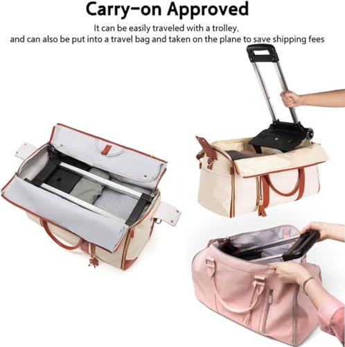 Styleushaven Foldable Travel Bag 2.0, Styleushaven Travel Bag with Wheels, Large Capacity, Easy to Use (Beige,Upgraded)4