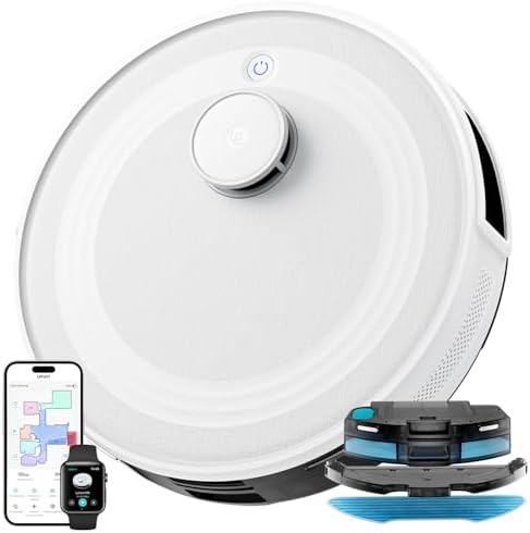Lefant Robot Vacuum and Mop, 6000Pa Strong Suction, 140 Mins Runtime, Smart Obstacle Avoidance, 3-Floor Mapping, Self-Charging, App Control, for Pet Hair and Carpet, M2