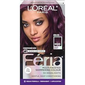 L’Oreal Paris Feria Midnight Bold Multi-Faceted Permanent Hair Dye, One-Step Hair Color Kit for Dark Hair, No Bleach Required, Orchid Glow