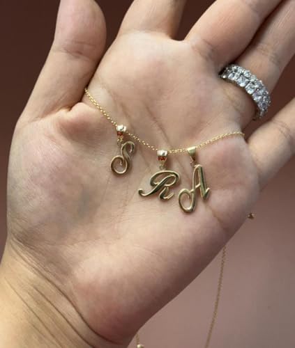 Gold Initial Letter Pendant For Necklaces, 14k Gold A-Z Big Letter Charm Necklace Jewelry for Men And Women. Made In USA, Yellow Gold4
