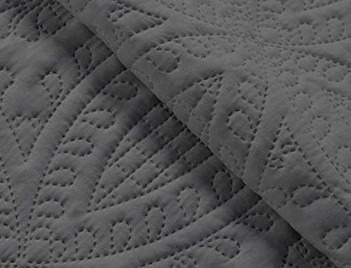 Image of Chezmoi Collection Austin 3-Piece Oversized Bedspread Coverlet Set (King, Charcoal) (Pack of 6)