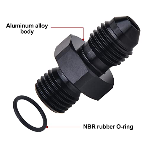 Image of EVIL ENERGY AN4 4AN Flare to 4AN ORB Male O-ring Boss Fuel Pump Rail Adapter Fitting Aluminum Black Pack of 2