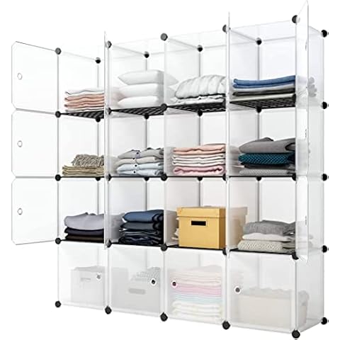MAGINELS Portable Storage Cubes-14 x14 Cube (16 Cubes)-More Stable (add Metal Panel) Cube Shelves with Doors, Modular Bookshelf Units，Clothes Storage Shelves，Room Organizer for Cubby Cube Cover