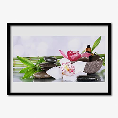 Fleurs d'Orchidée Bambou Tulup Décoration Murale Cadre MDF Chambre 70x50