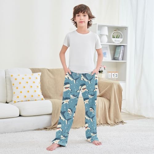Cute Sharks Blue Pajama Pants Pantalones de pijama para niños4