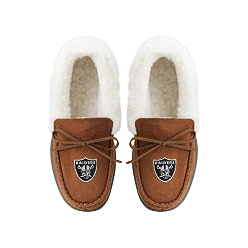 Image of FOCO Womens NFL Team Logo Tan Moccasin Slippers