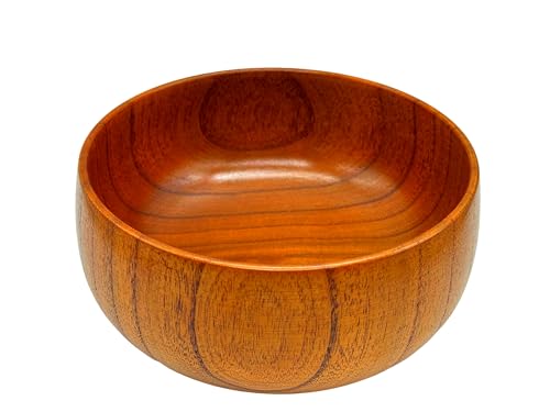 KF Small Wooden Salad Friut Bowl - 6.22 inches 800ML Handmade Artisan Wood Bowl, Used for Salad, Fruit, Popcorn, Soup, Key, Natural Wooden Dinnerware Gift (Christmas, Housewarming, Wedding, Festival)