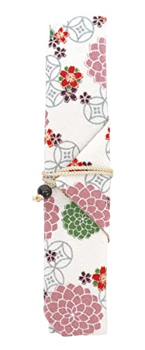 小紋工房 巻きお箸袋 七宝菊(白) 箸入れ カトラリー 収納 携帯 二越ちりめん 京都 和KOMONO 江戸小紋 083