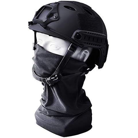 Tongcamo Militär Helm mit Multifunktionstuch Taktischer Helm Typ Fast PJ Airsoft Helm Sturzhelm für Airsoft Paintball Outdoor Freizeit Cover