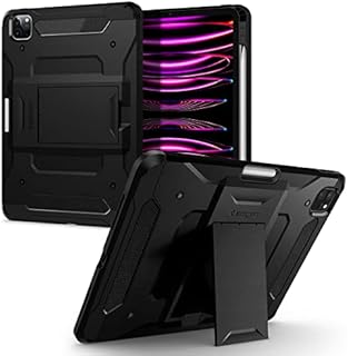 Spigen Tough Armor Pro Case Compatible with iPad Pro 11 inch (2022/2021/2020/2018 Model) with pencil holder/Stand - Black