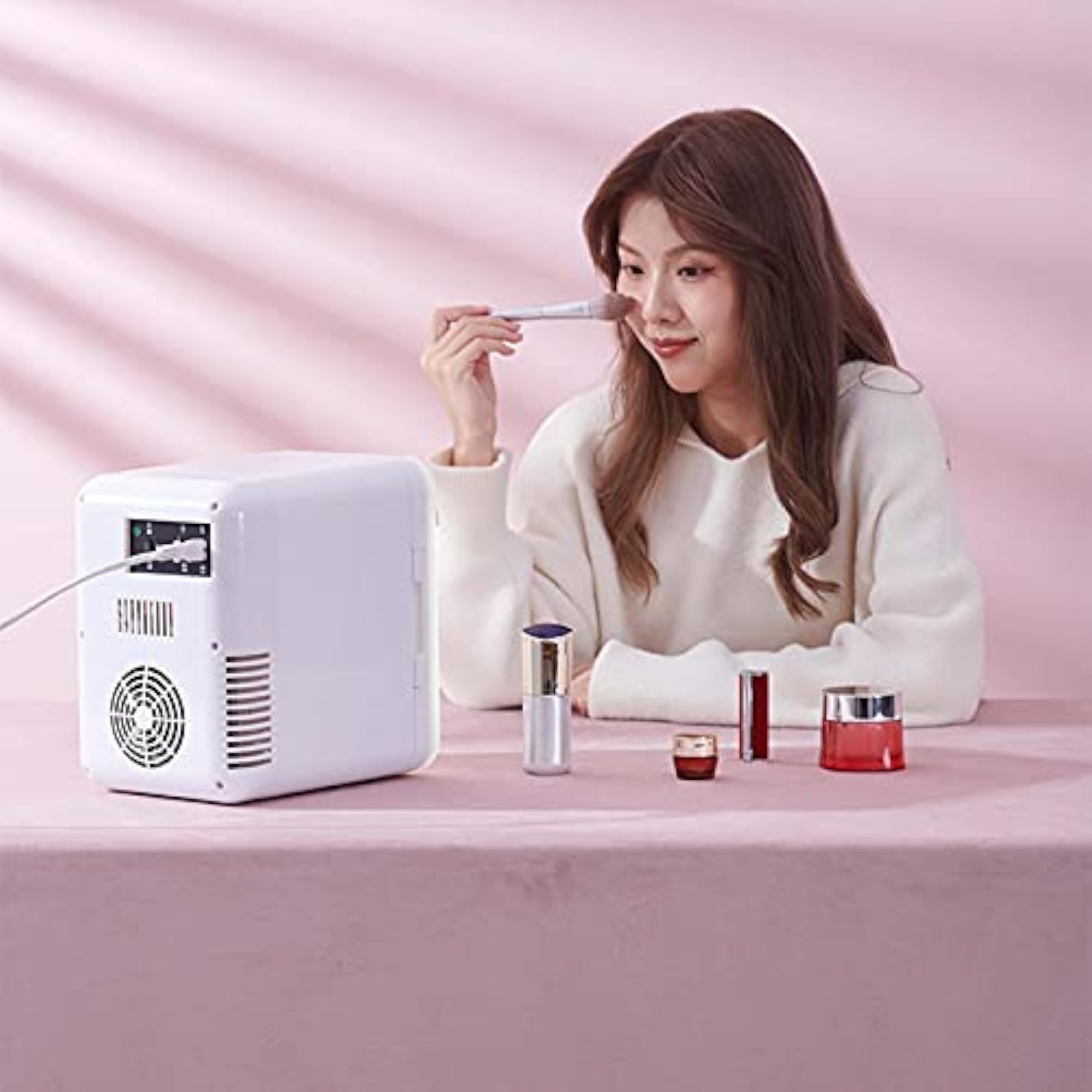Portable Mini Car Fridge Makeup Mirrored Refrigerator