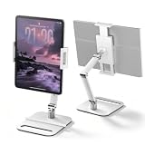 タブレット スタンド 卓上 iPad アーム アルミ製 4.7-17.3インチ対応 耐荷重1.5キロ (ホワイト)