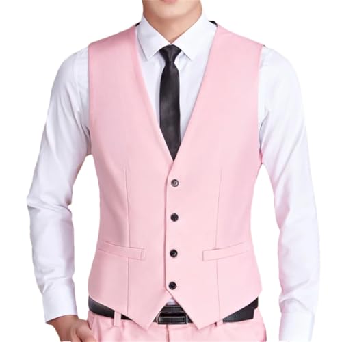 Men’S V-Neck Tweed Vest Single Button Slim Fit Business Formal Sleeveless Waistcoat For Wedding