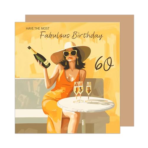 Edition Seidel Premium quadratische Glückwunschkarte zum 60. Geburtstag mit Umschlag. Geburtstagskarte Karte mit englischem Text für Frau Freundin Kollegin Sekt Style (GQ538 SW025) Edition Seidel Premium quadratische Glückwunschkarte zum 60. Geburtstag mit Umschlag. Geburtstagskarte Karte mit englischem Text für Frau Freundin Kollegin Sekt Style (GQ538 SW025)
