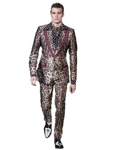 Costume trois pièces homme grain de léopard veste gilet pantalon travail