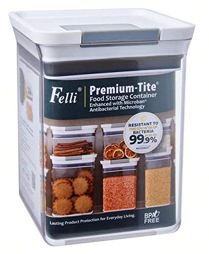 Felli Plastic Airtight Storage Rectangular Kitchen Premium Tite Transparent Antimicrobial Food Storage Container, 1.8 Liters, Transparent