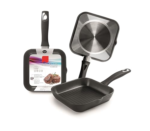 Grill - grill de 18 cm, ideal para cocinar a la parrilla, fabricado en acero, fácil de limpiar y resistente, perfecto para asados.