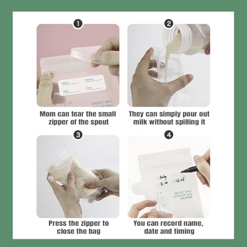 Image of Safe-O-Kid (Pack of 30) Breast Milk Storage Bags - 200Ml, BPA-Free, Leak-Proof, Disposable Freezer Bags with Zip Lock for Safe Milk Storage & Breast Feeding