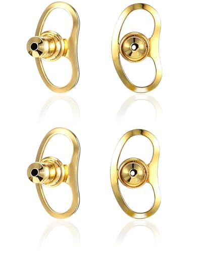 UYRVAPE Dos de Boucles d'Oreilles, 4pcs Boutons Percés Fermoirs de Boucles d'Oreilles pour Oreilles Tombantes Supports de Boucles d'Oreilles Plats pour Grandes Boucles Clous d'Oreilles Lourds, Or