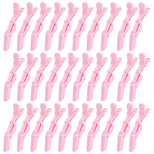 30 Pcs Alligator Hair Clip for Styling Sectioning - Salon Hair Clip for Thick Hair Plastic Hair Styling Clip with Wide Teeth & Double-Hinged Design (Pink)